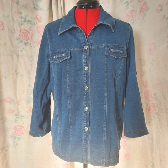 Casual light jean jacket/button down top - Picture 1 of 7